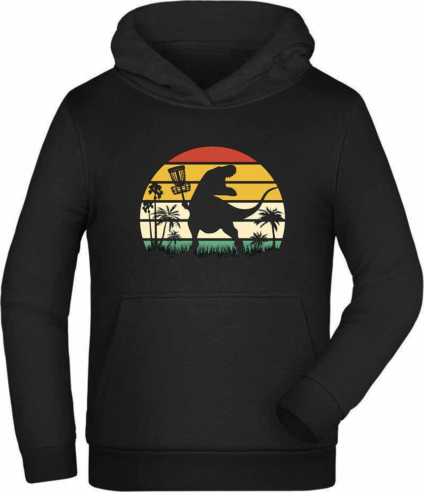 Hoodie Hooded Sweatshirt Kids - Retro with T-Rex Shadow i34